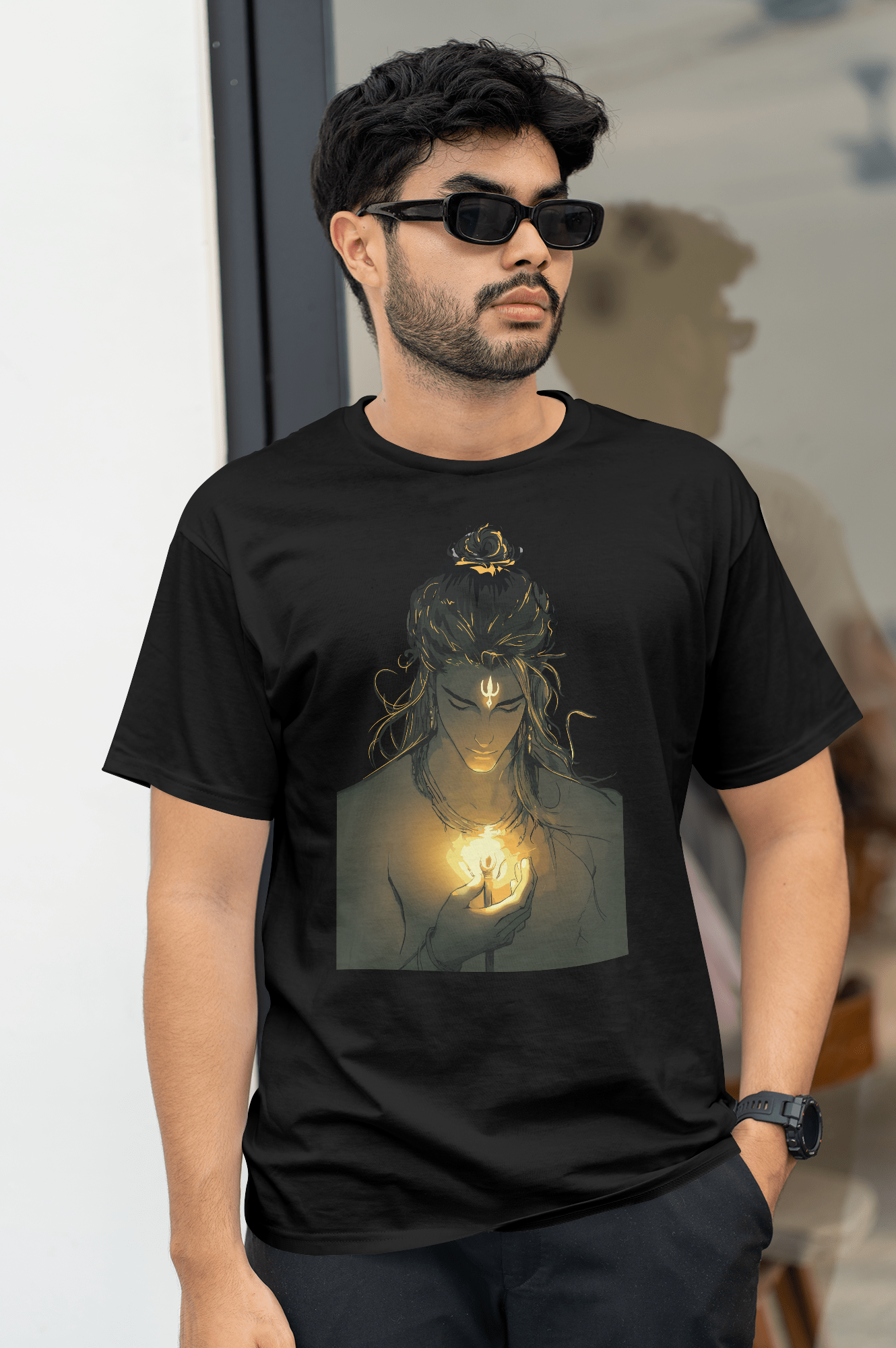 Lord shiva printed T shirt with trident holding in hand | Limited Edition