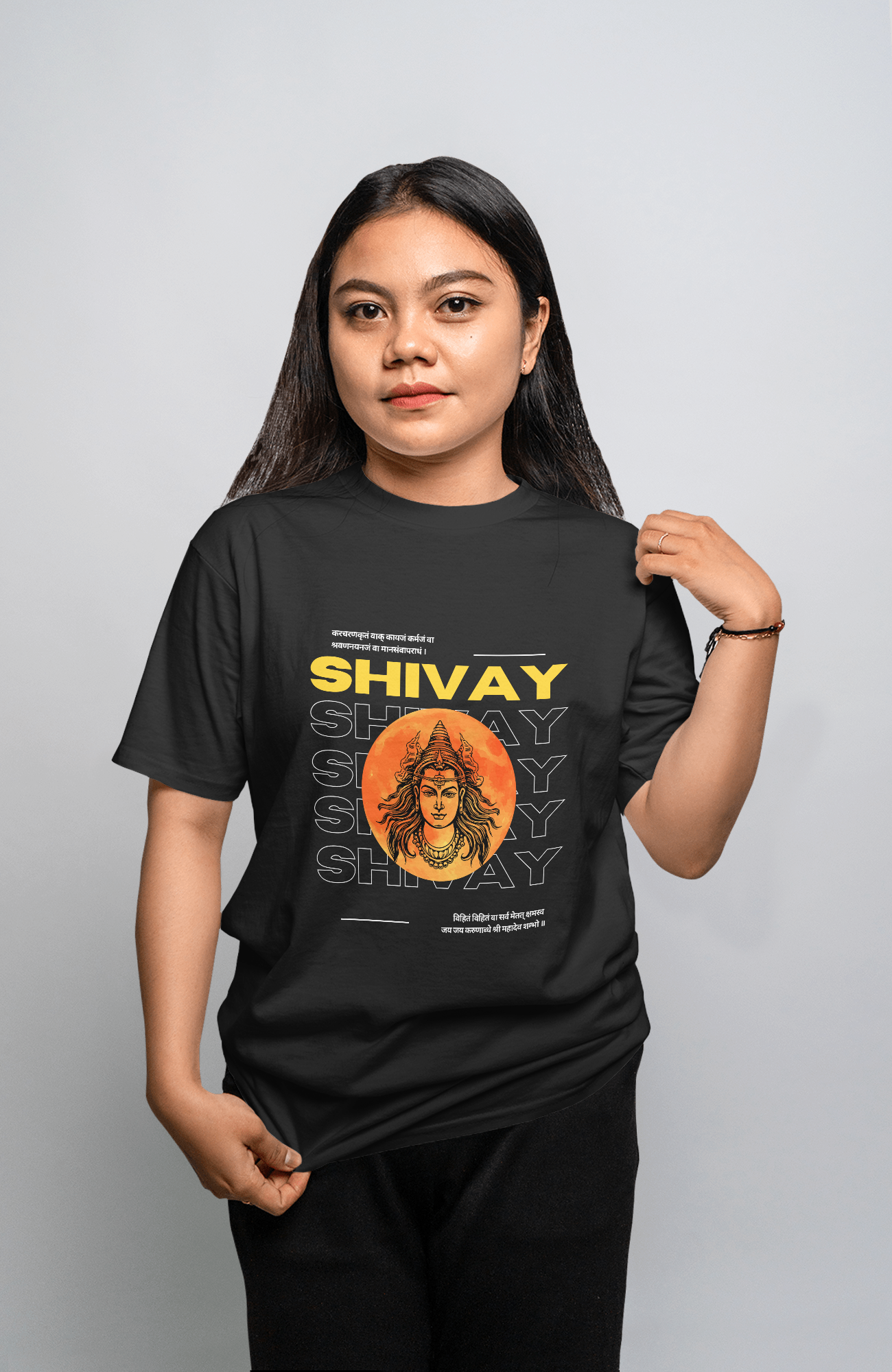 Shivay T-Shirt with printed mantra Kara-Caranna Krtam Vaak-Kaaya-Jam | Limited Edition