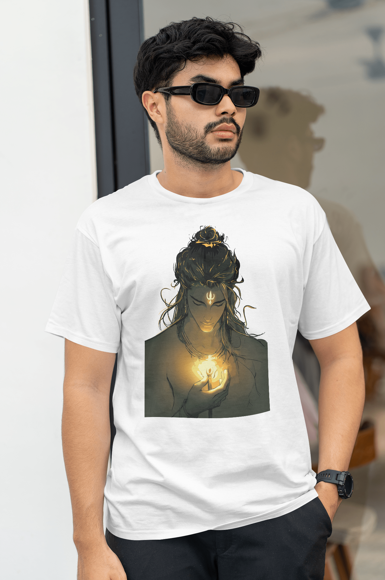 Lord shiva printed T shirt with trident holding in hand | Limited Edition